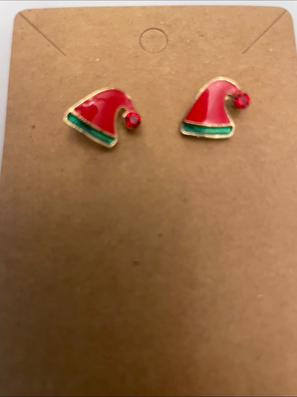 Kids Holiday Elf Hat Stud Earrings - Red & Green